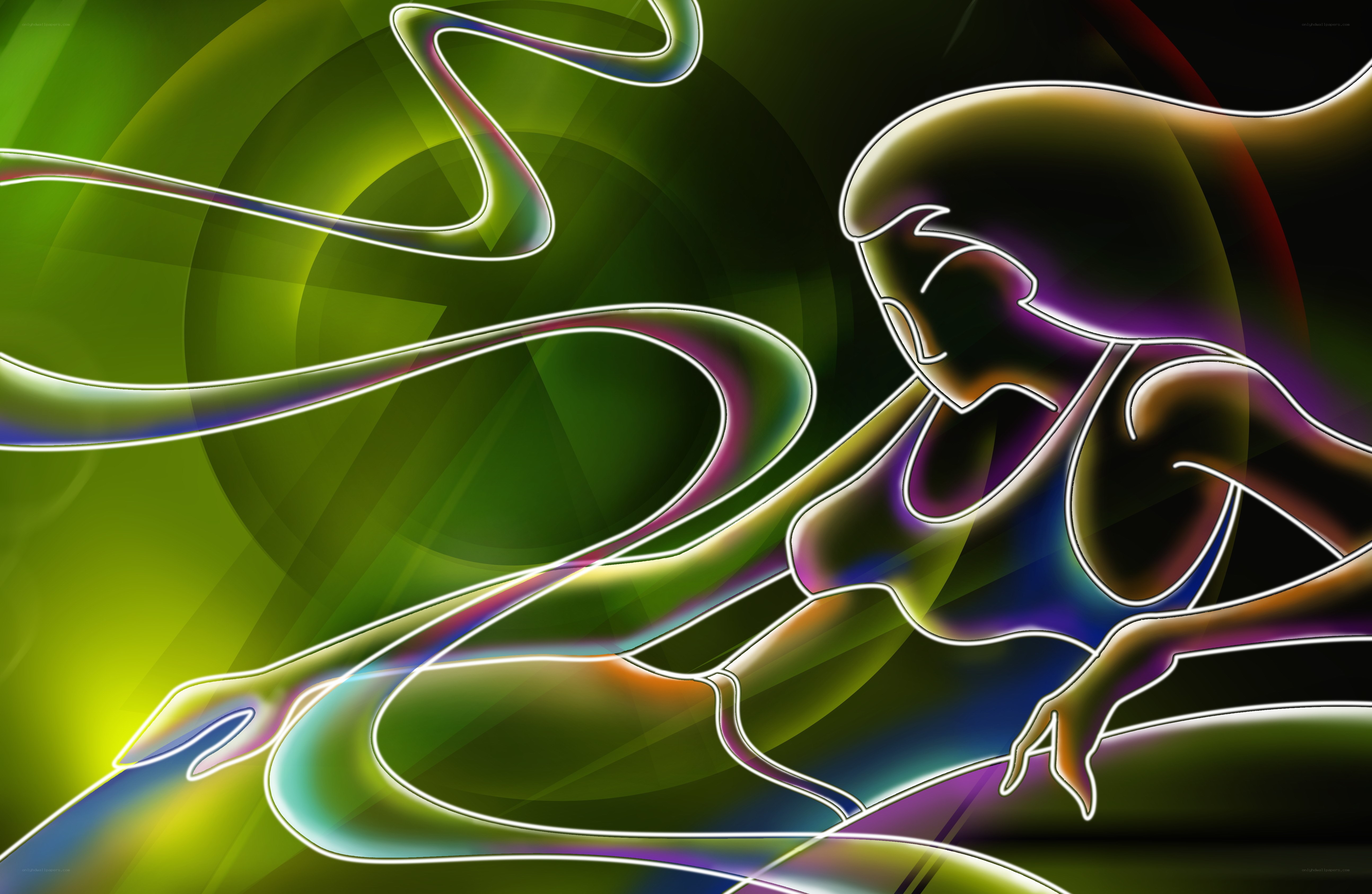 Abstract neon figure art