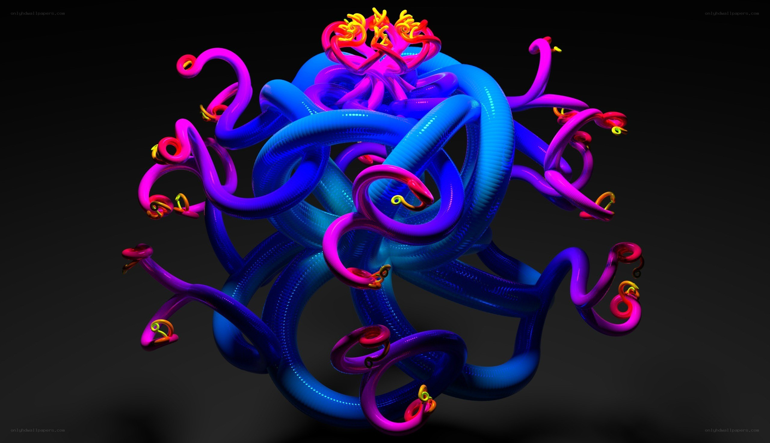 Abstract neon tentacle sculpture