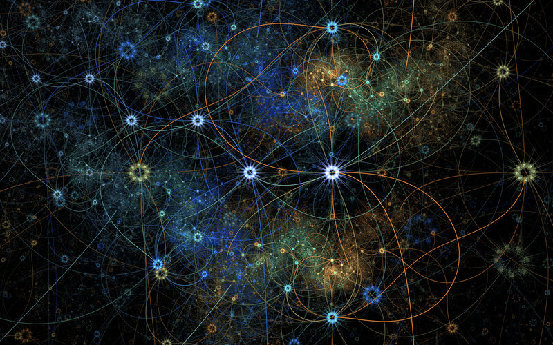 Abstract network of glowing nodes