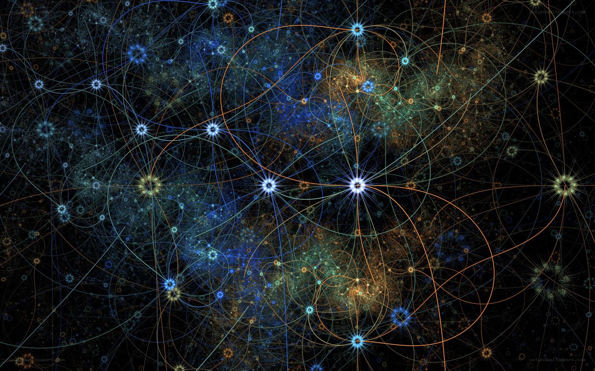 Abstract network of glowing nodes