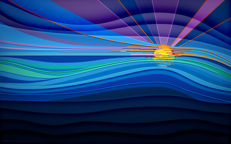 Abstract Ocean Sunset — Blue