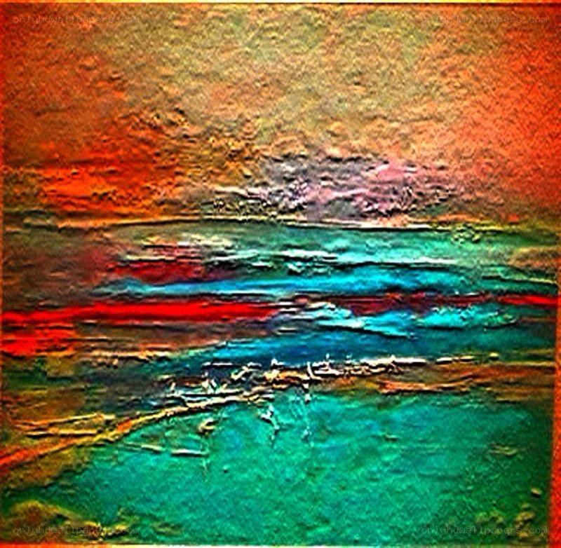 Abstract ocean sunset painting