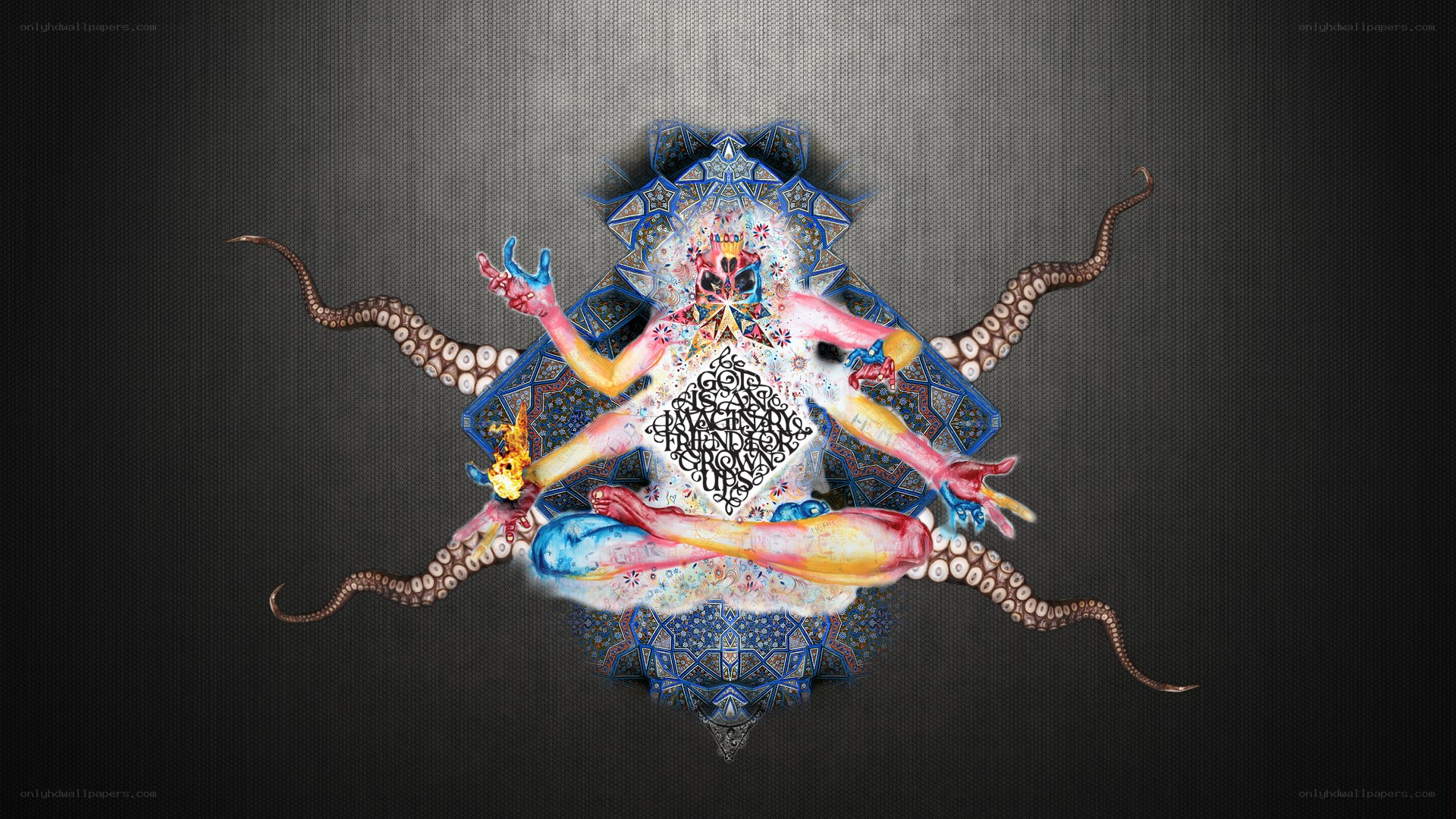 abstract octopus and figure art