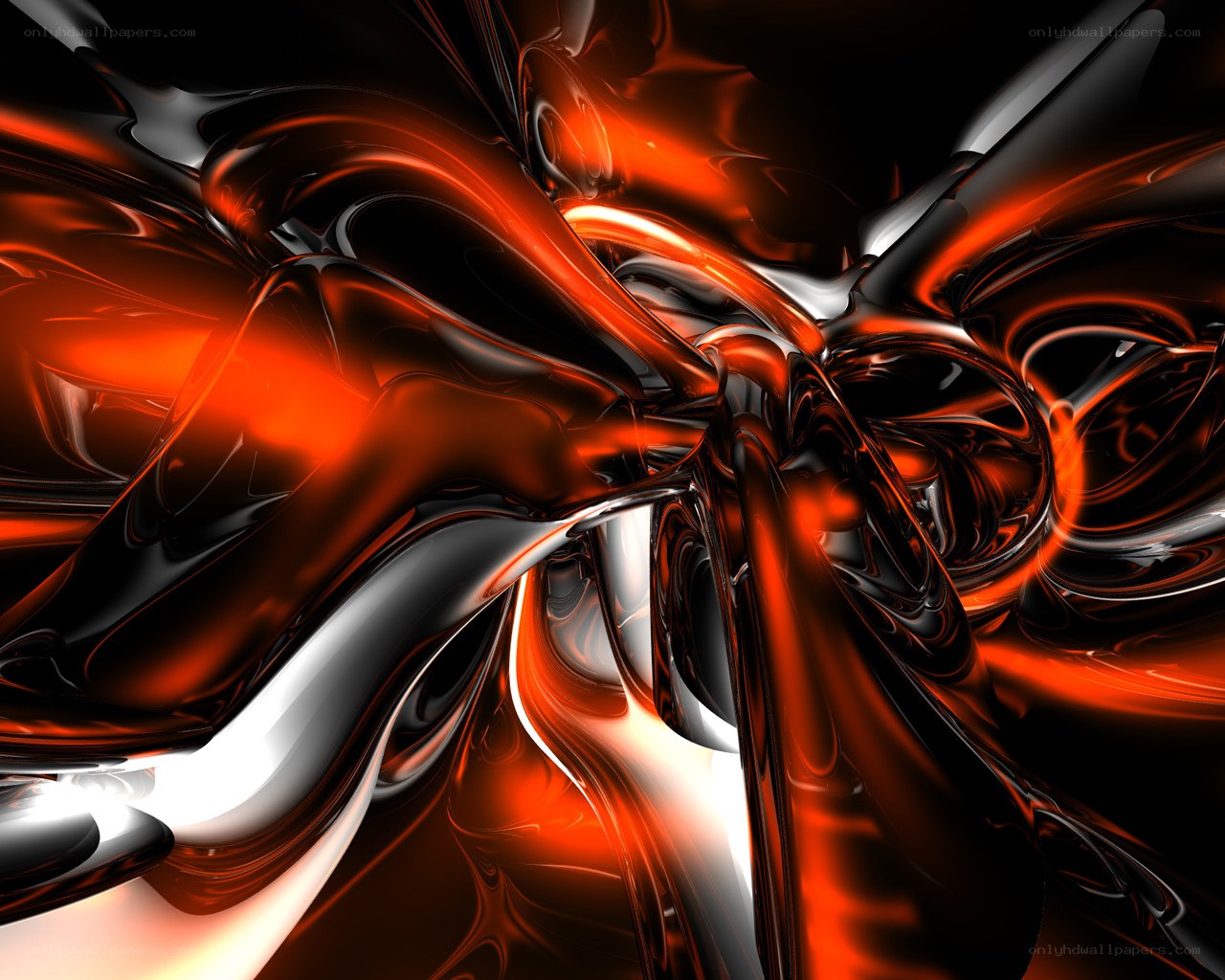 Abstract orange and black fluid art