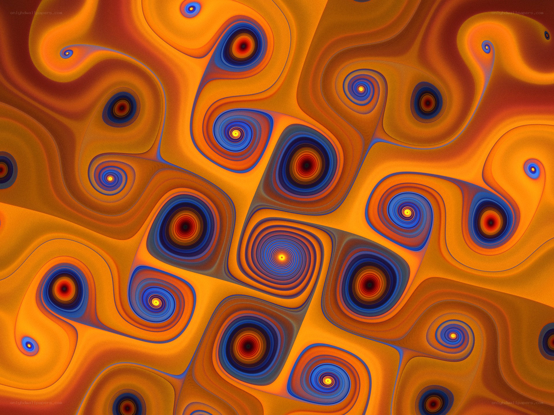 Abstract orange and blue swirls