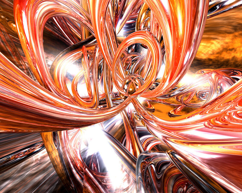 Abstract orange and gold swirls