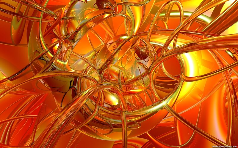 Abstract orange and gold swirls