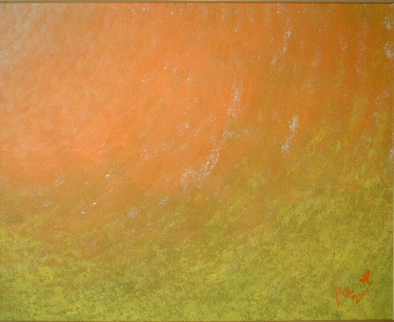 Abstract Orange and Green Painting