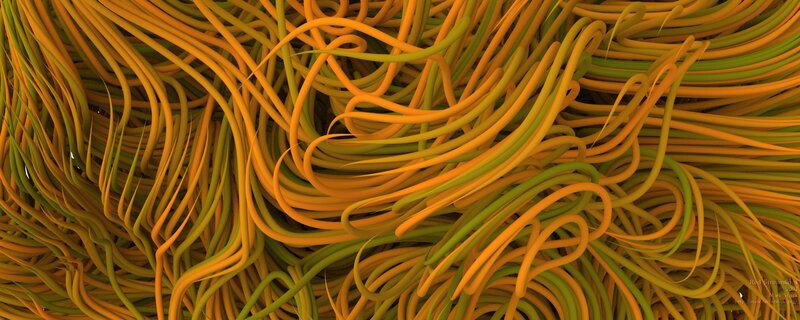 Abstract orange and green strands