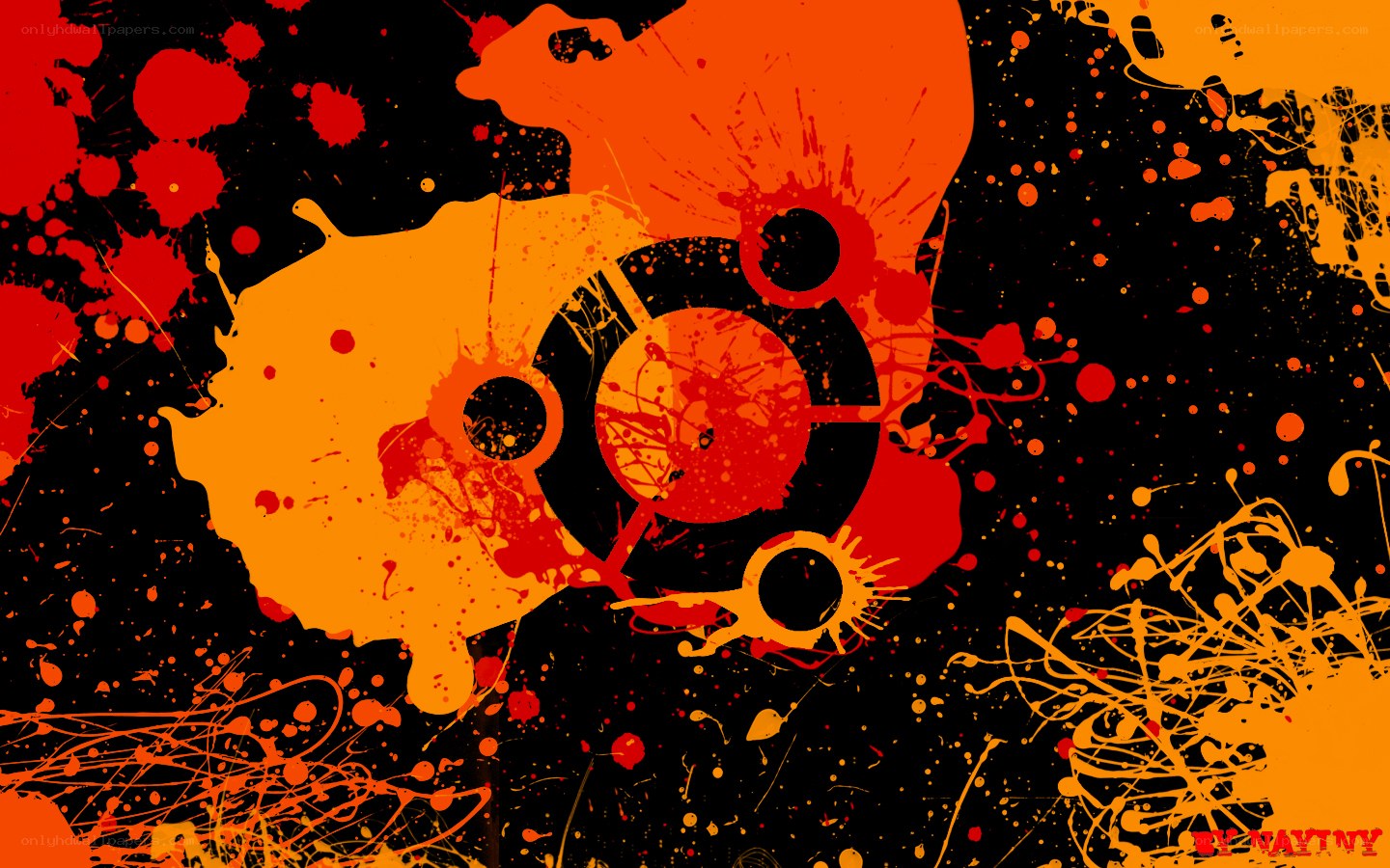 abstract orange and red splatter art