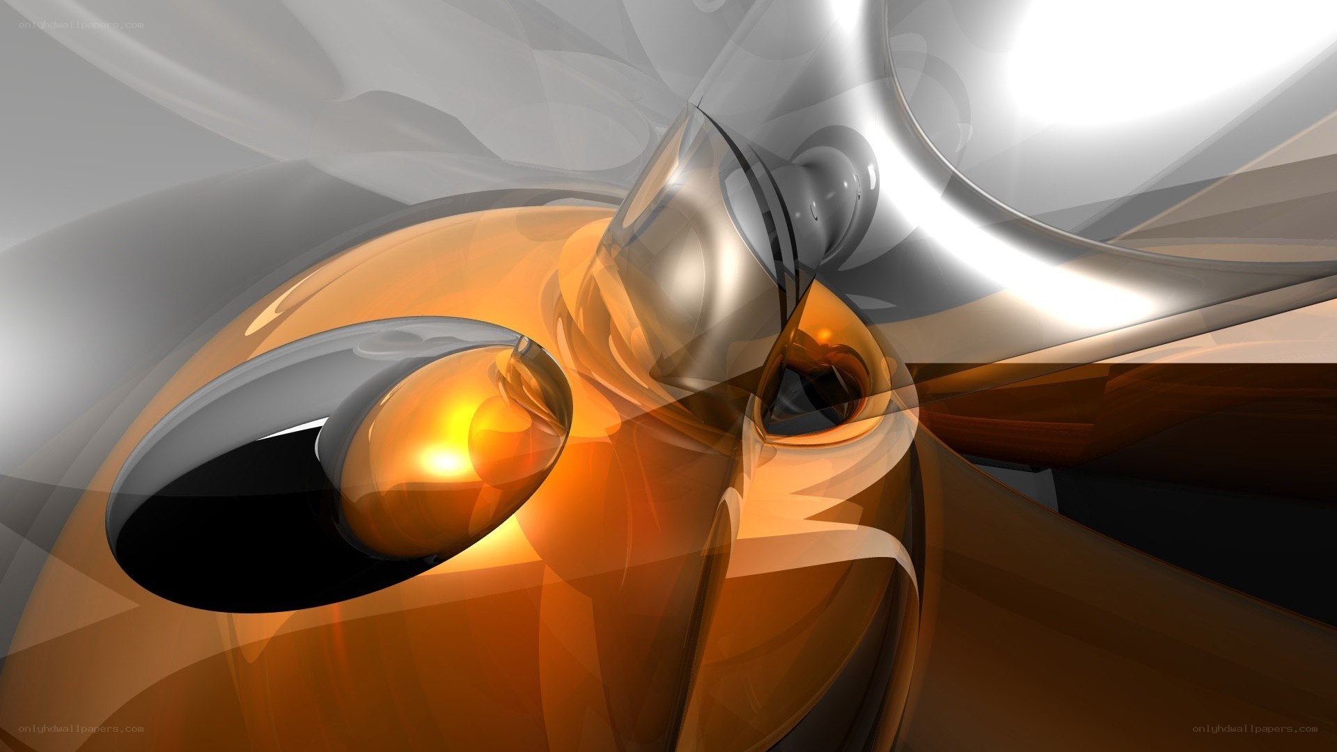 abstract orange and silver shapes