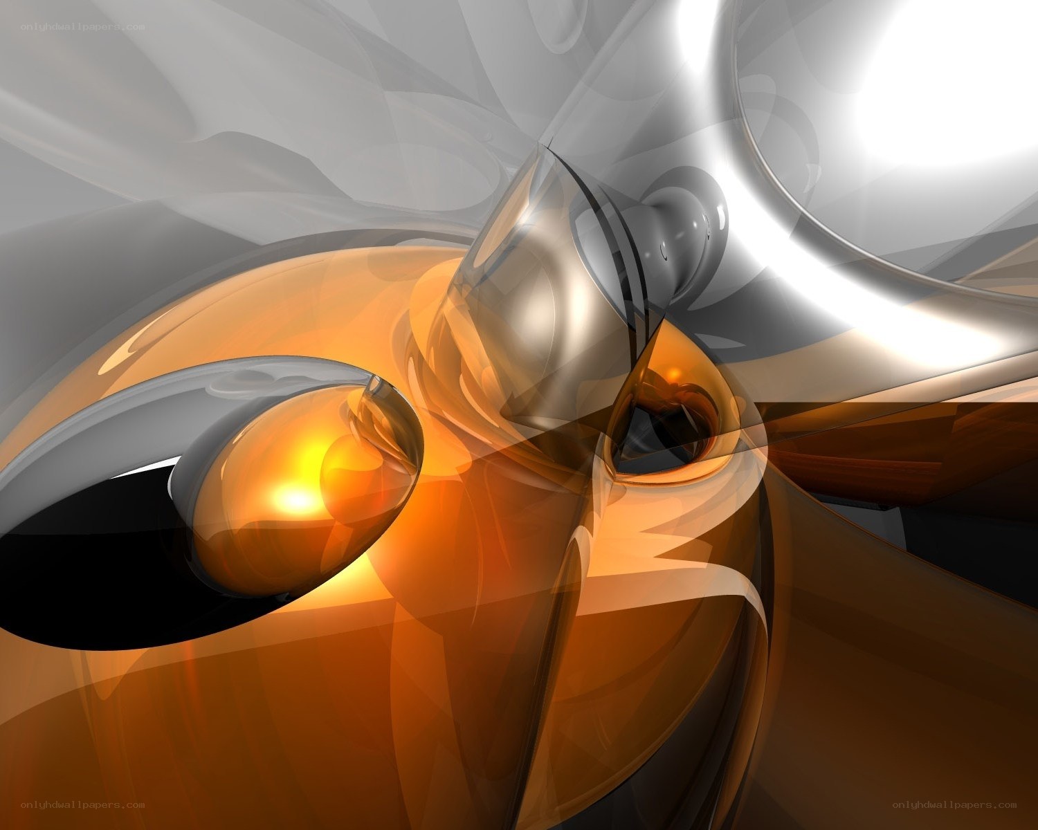 Abstract orange and silver shapes