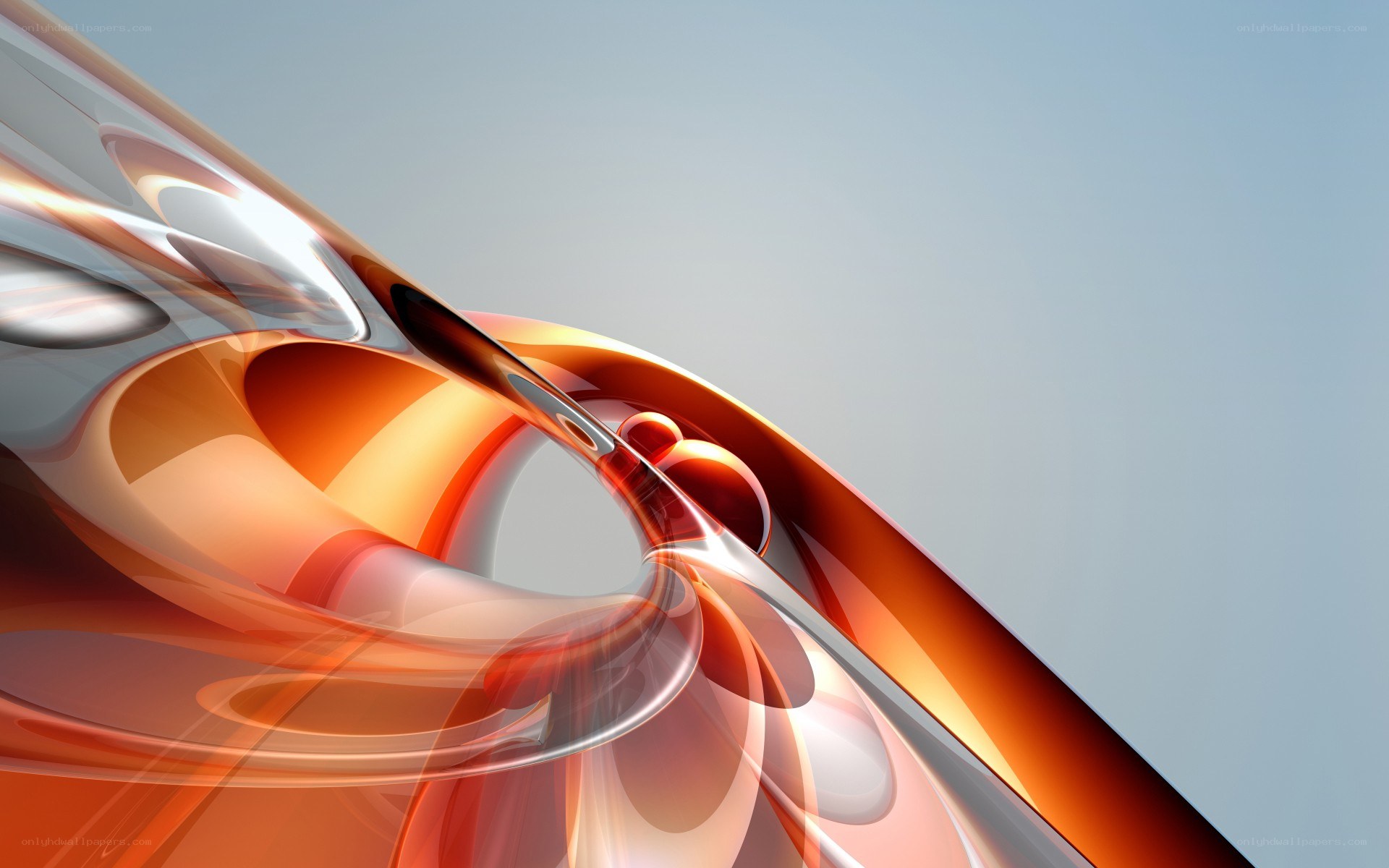 Abstract orange and silver swirl