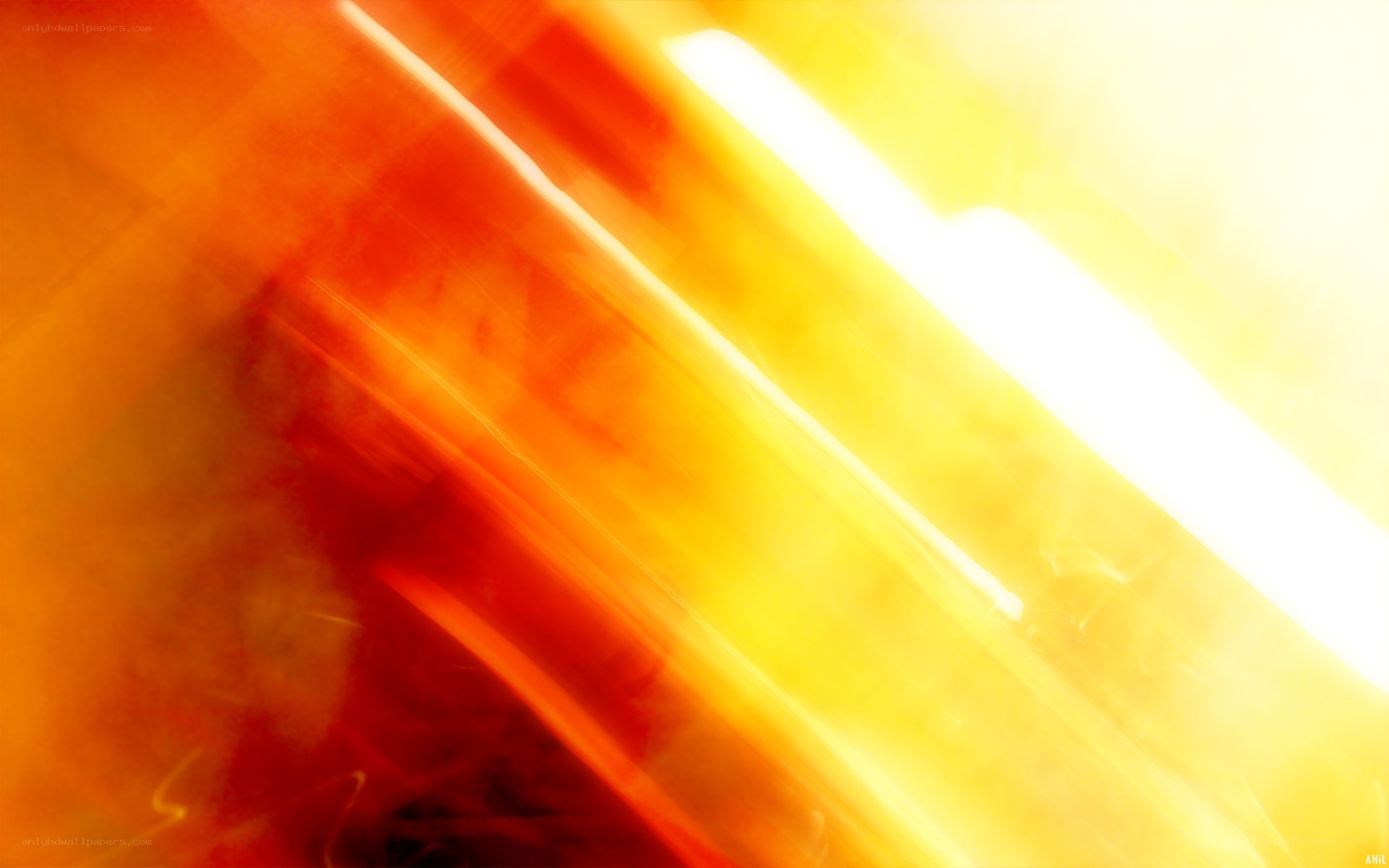 Abstract orange and yellow light streaks