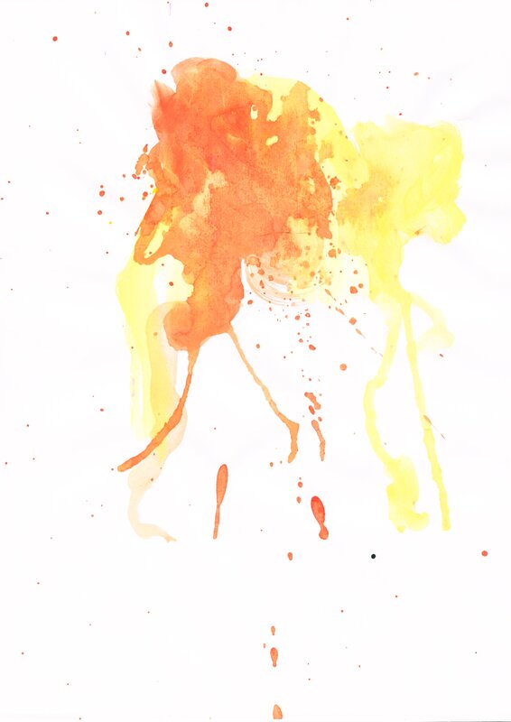 abstract orange and yellow paint splatter
