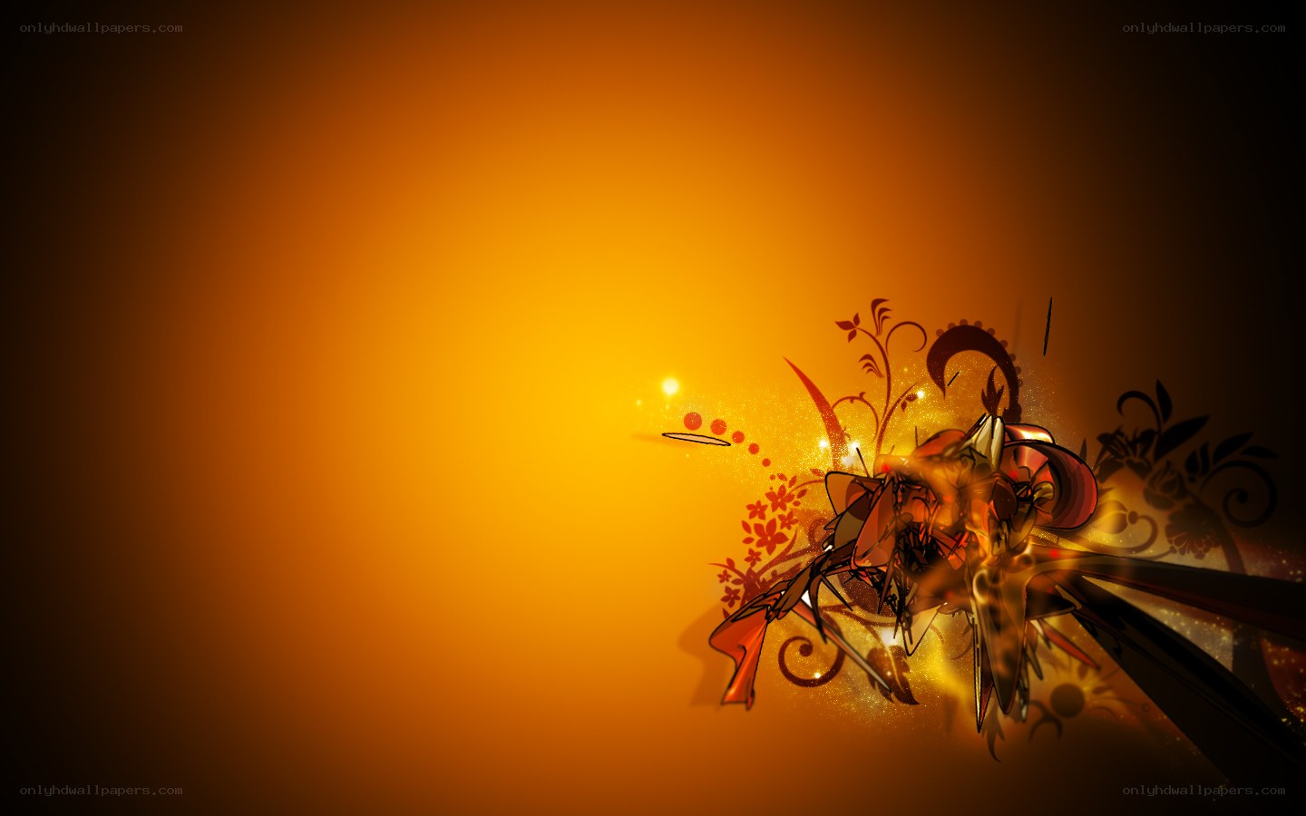 abstract orange floral design