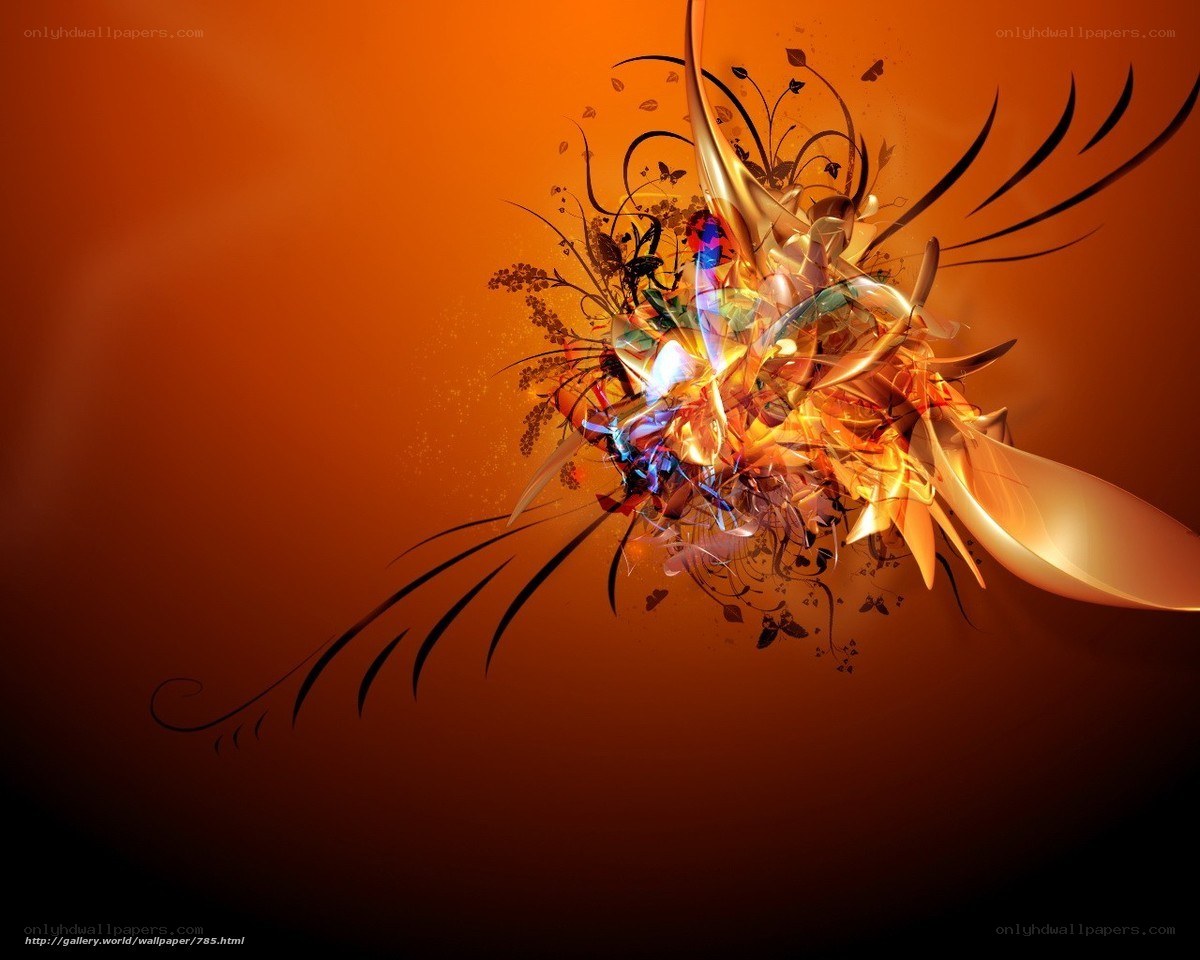 Abstract orange floral design