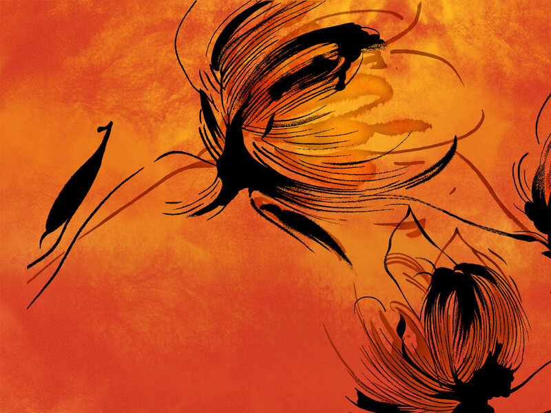 Abstract orange floral illustration