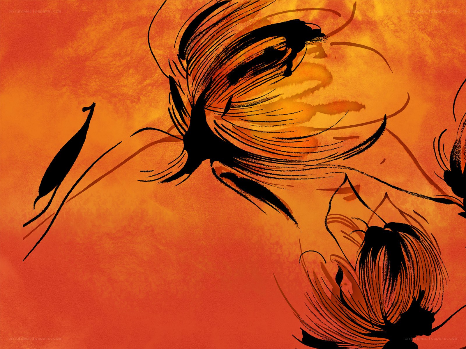 Abstract orange floral illustration