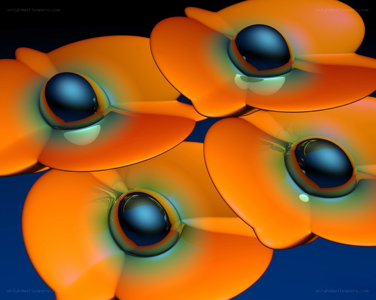 Abstract orange floral shapes