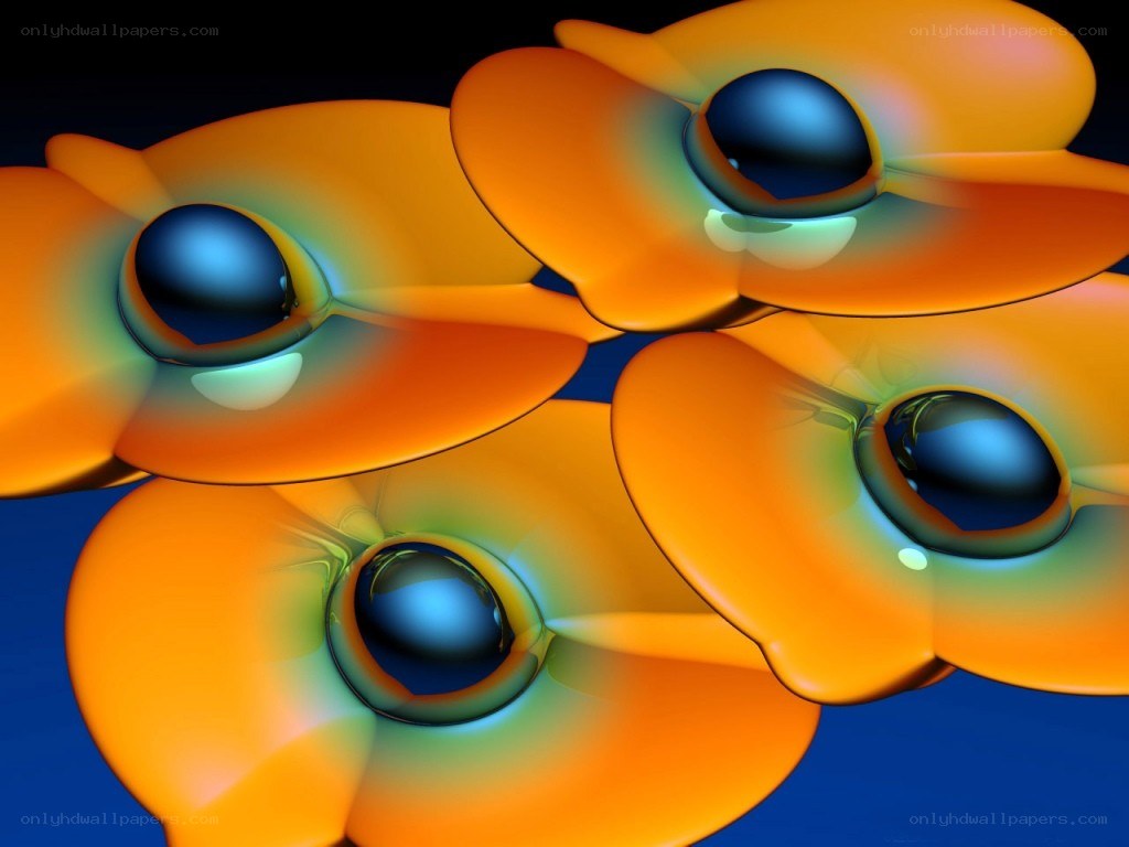 Abstract orange flower shapes