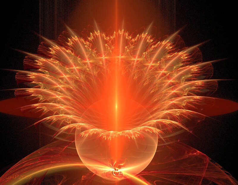 Abstract orange fractal explosion