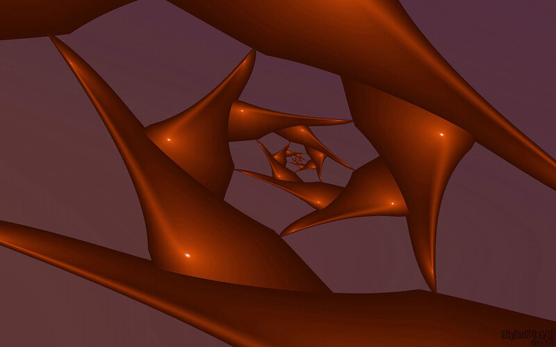 Abstract orange fractal tunnel