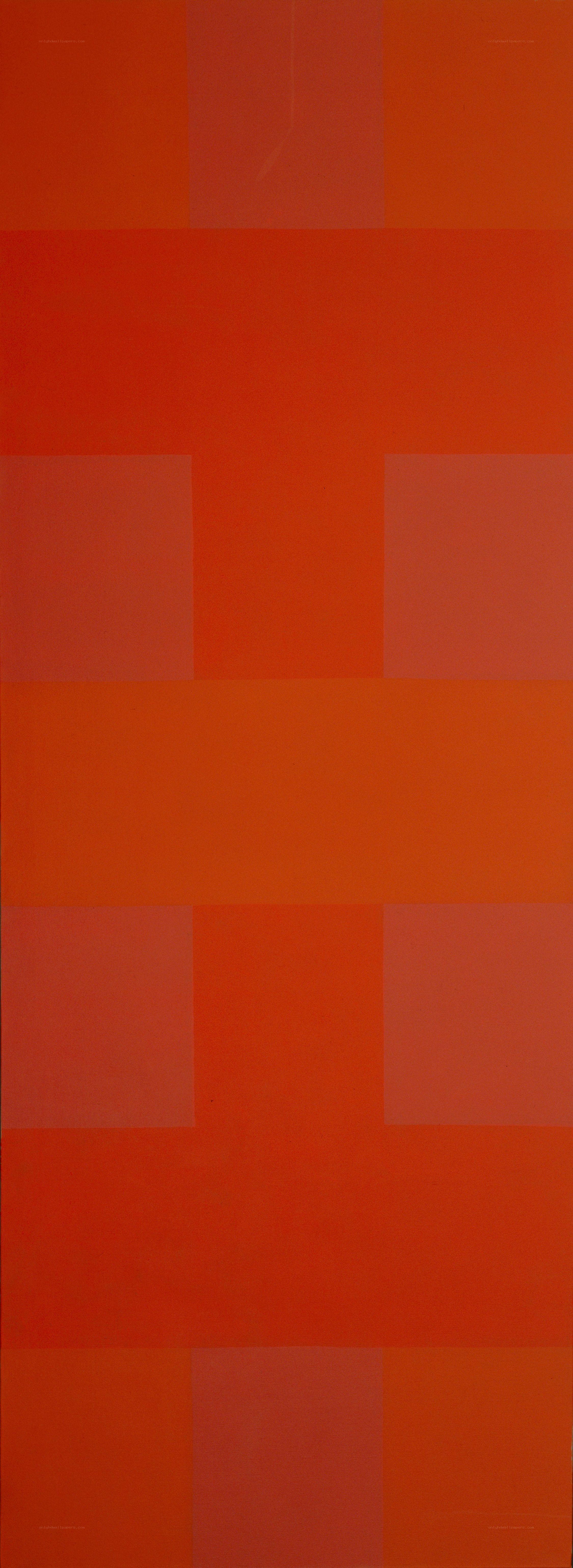 Abstract orange grid painting