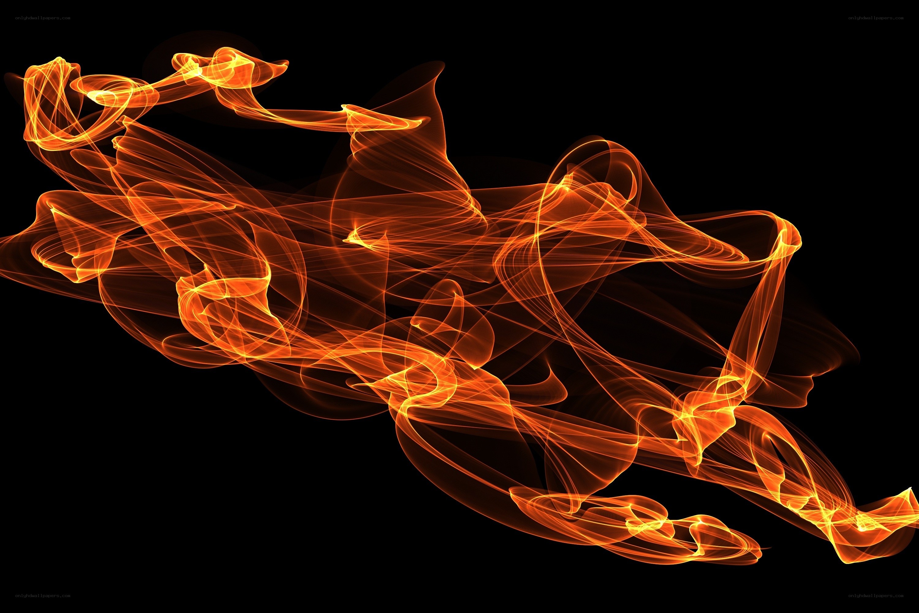 Abstract orange light swirls