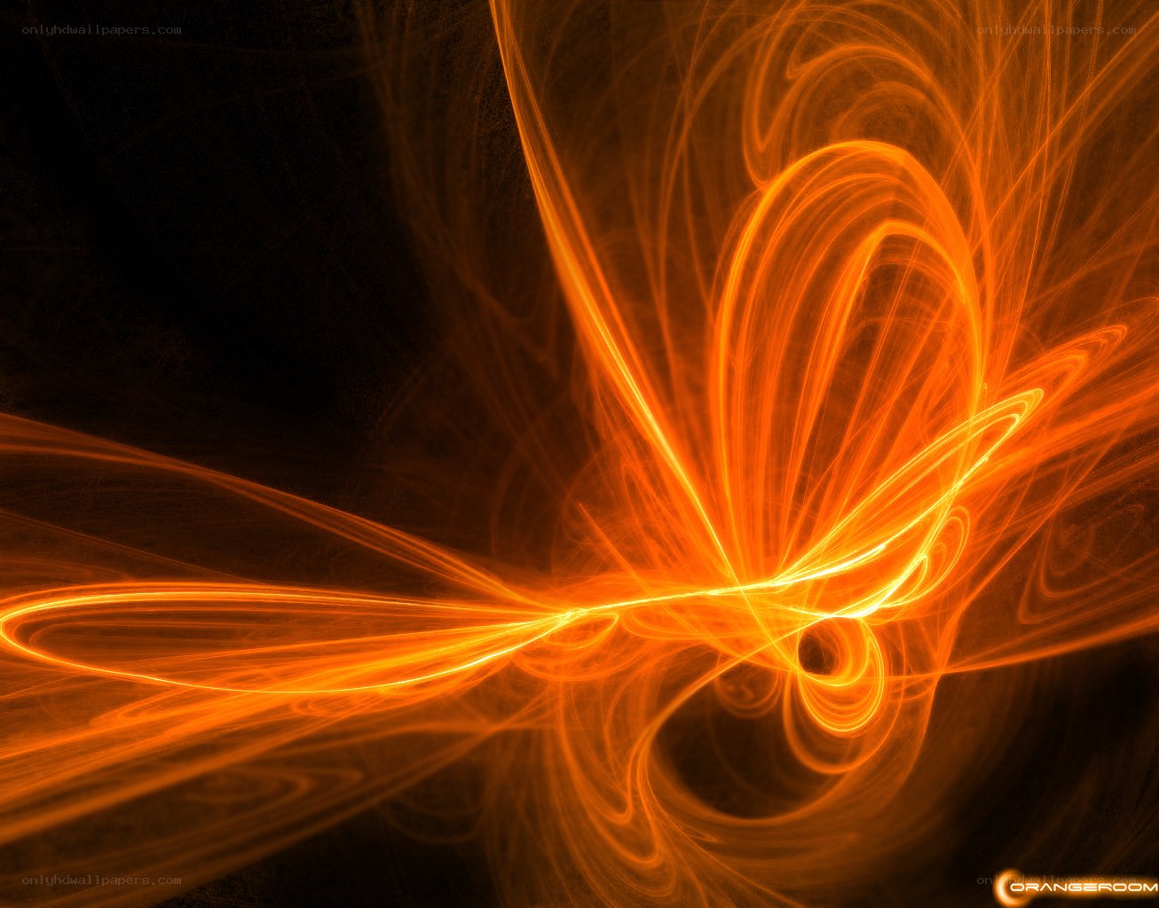 Abstract orange light swirls