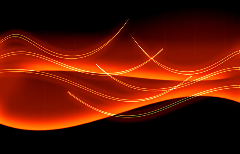 Abstract Orange Light Waves — Dynamic, Digital Art