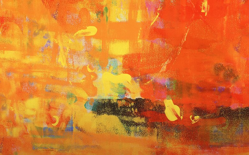 Abstract Orange Painting — Energetic, Yellow