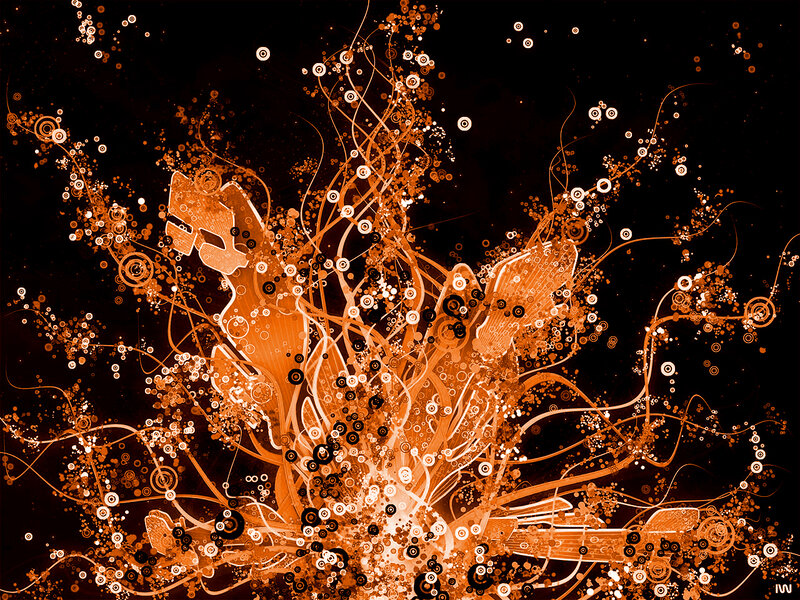 abstract orange particle explosion