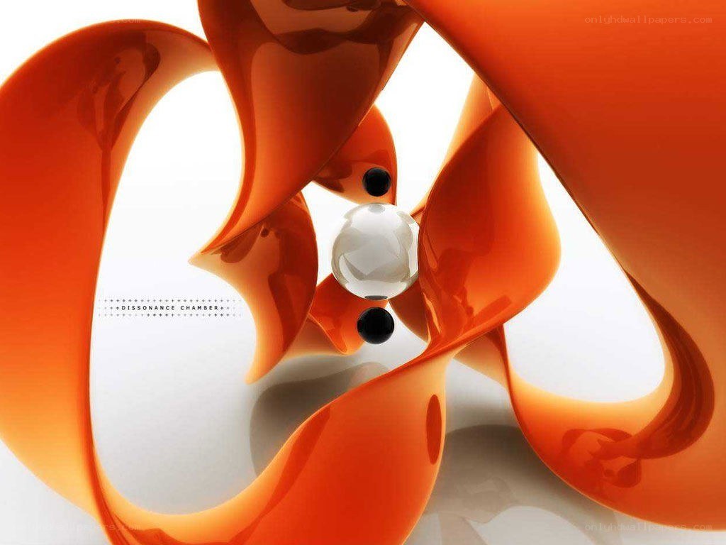 Abstract orange sculpture with spheres