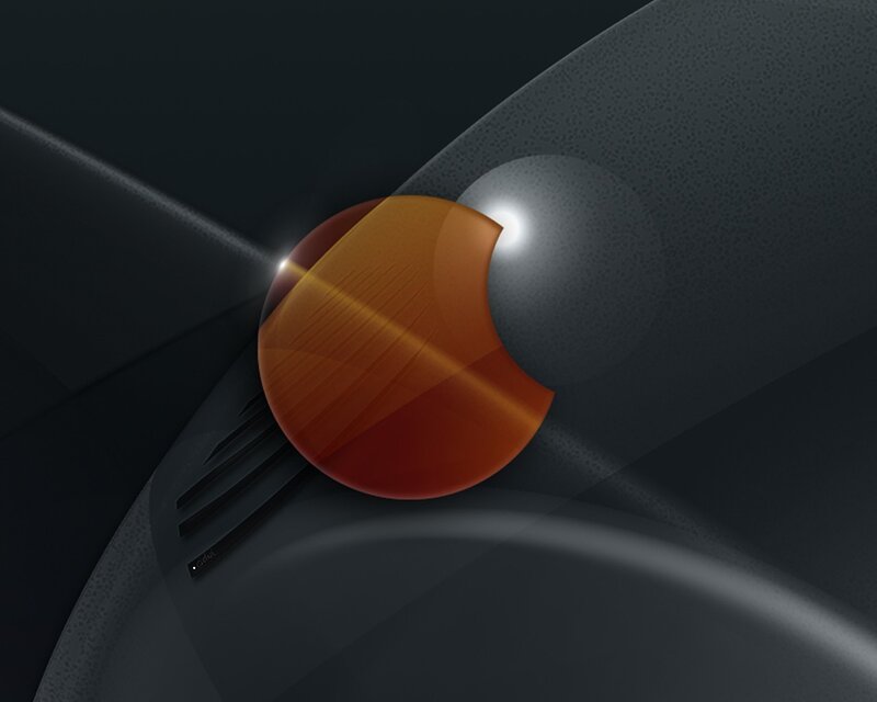 abstract orange sphere on dark surface