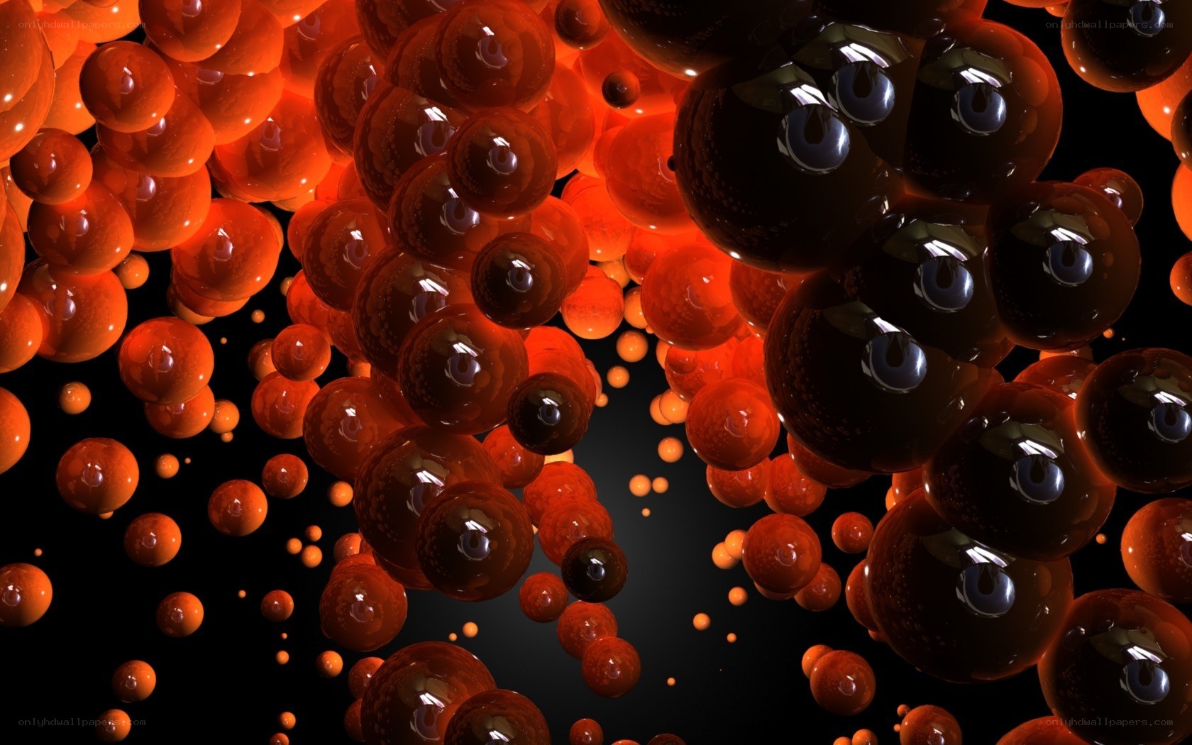 Abstract orange spheres floating