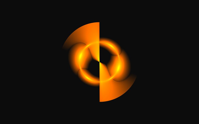 Abstract Orange Swirl — Dramatic, Digital Art, Black
