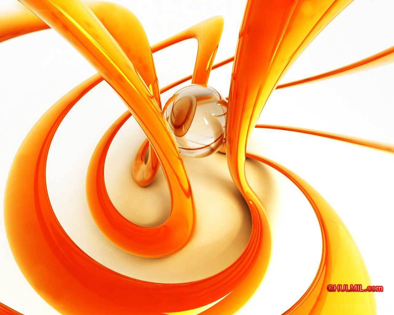 Abstract orange swirl with sphere