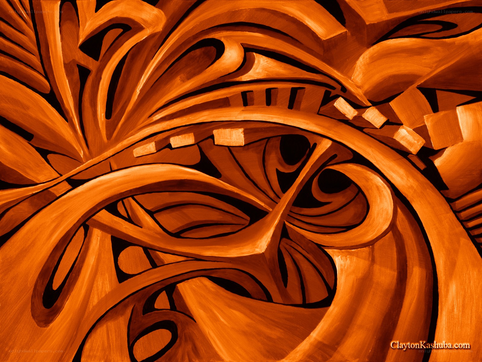 Abstract orange swirls