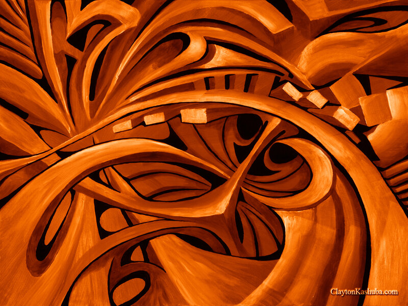 Abstract Orange Swirls — Dynamic, Painting, Curves