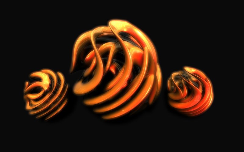 Abstract orange swirls on black