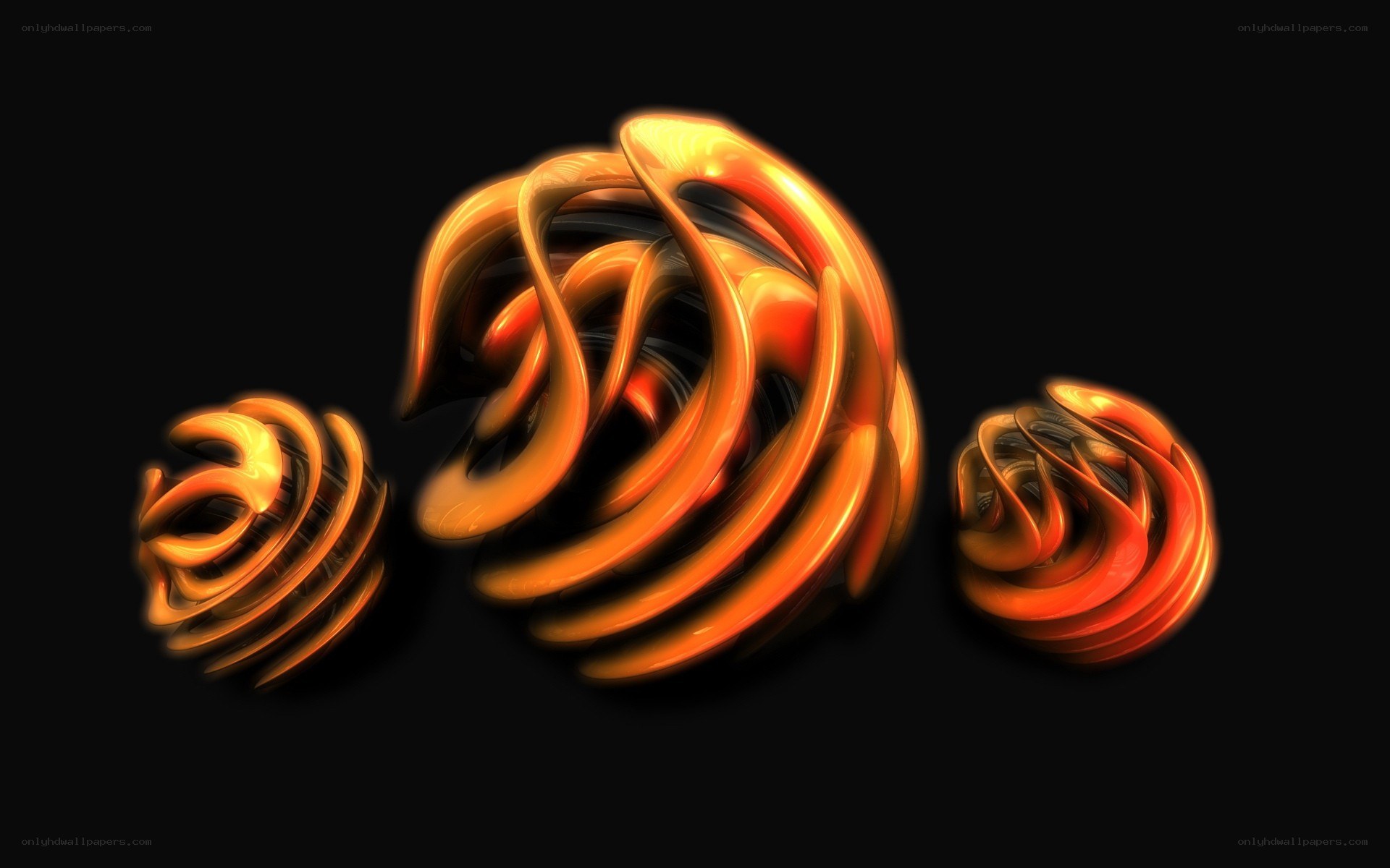 Abstract orange swirls on black