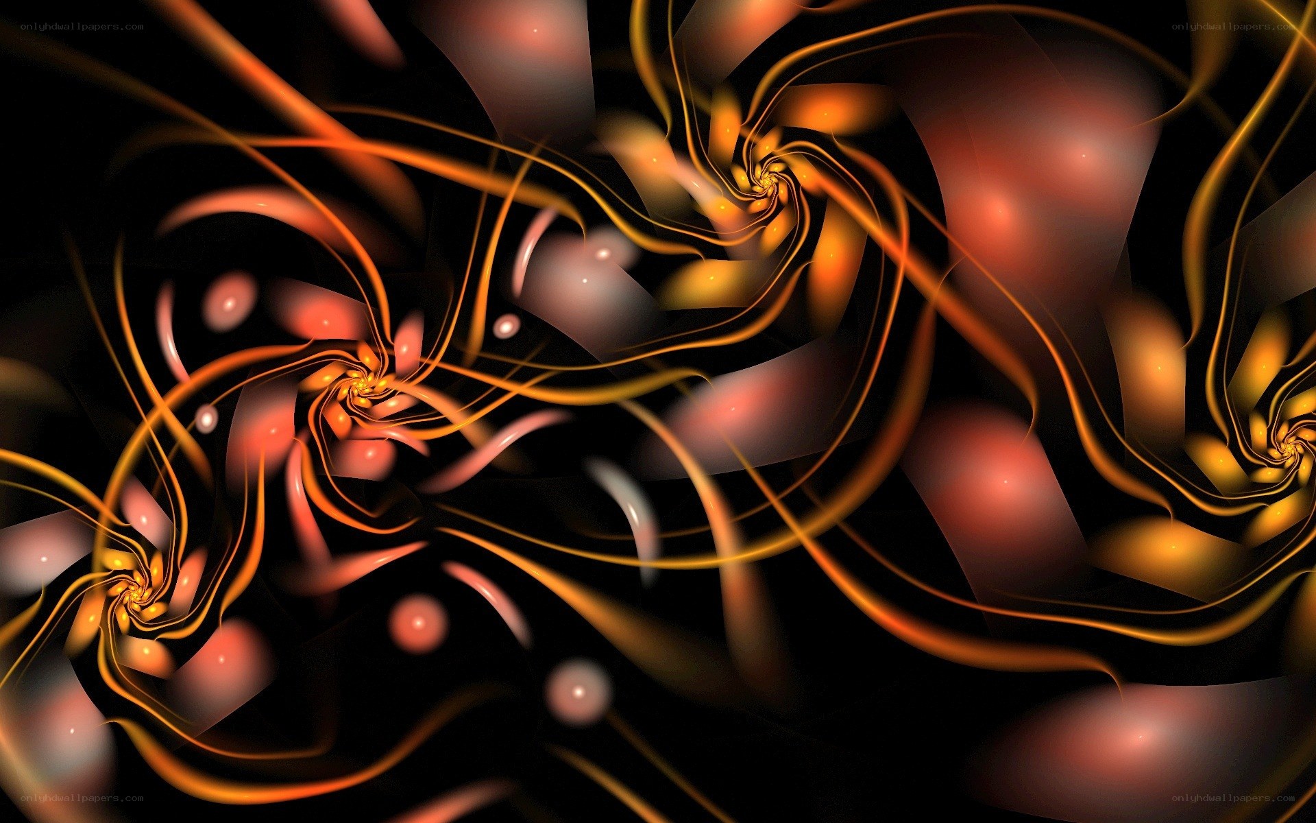 Abstract orange swirls on black