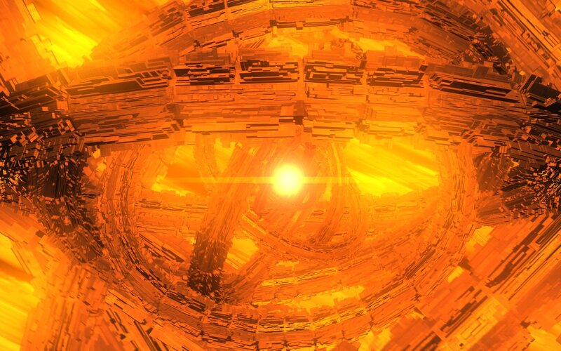 abstract orange tunnel structure