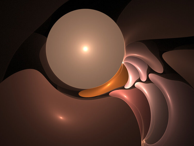 abstract organic form with glowing sphere
