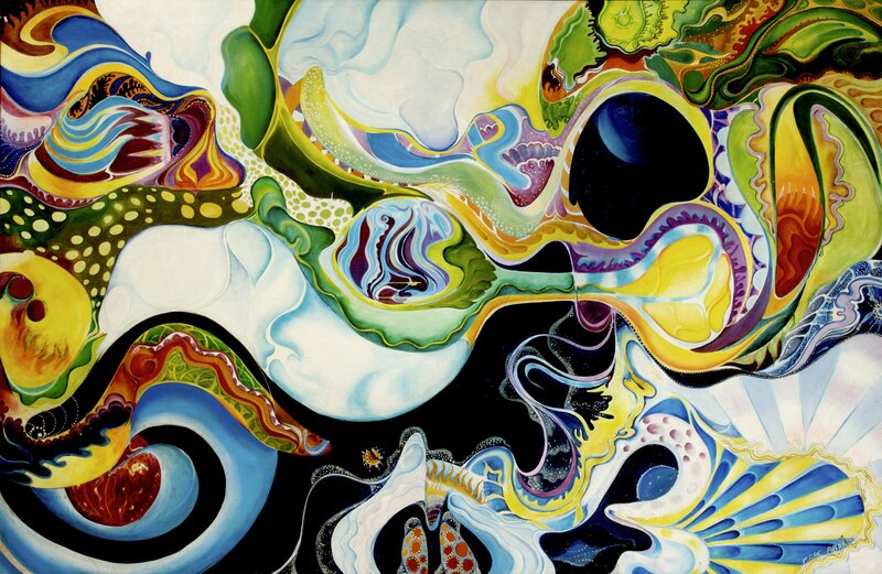 Abstract organic forms in vibrant colors
