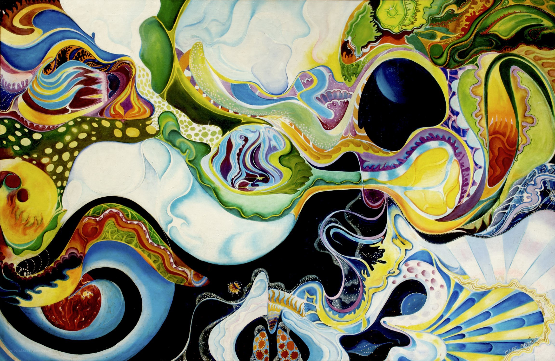 Abstract organic forms in vibrant colors