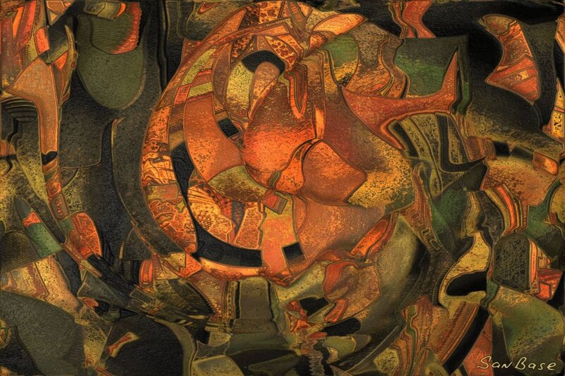 Abstract organic forms in warm tones