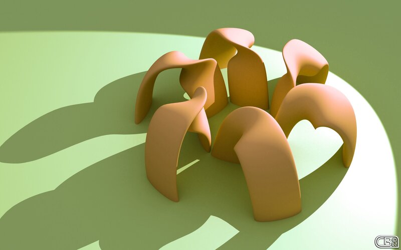 Abstract organic forms on green
