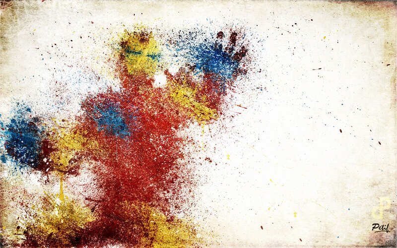 Abstract Paint Splatter — Red, Dynamic, Digital Art